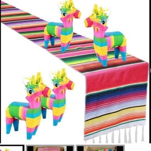 Colorful Fiesta Table Runner with Mini Pinatas